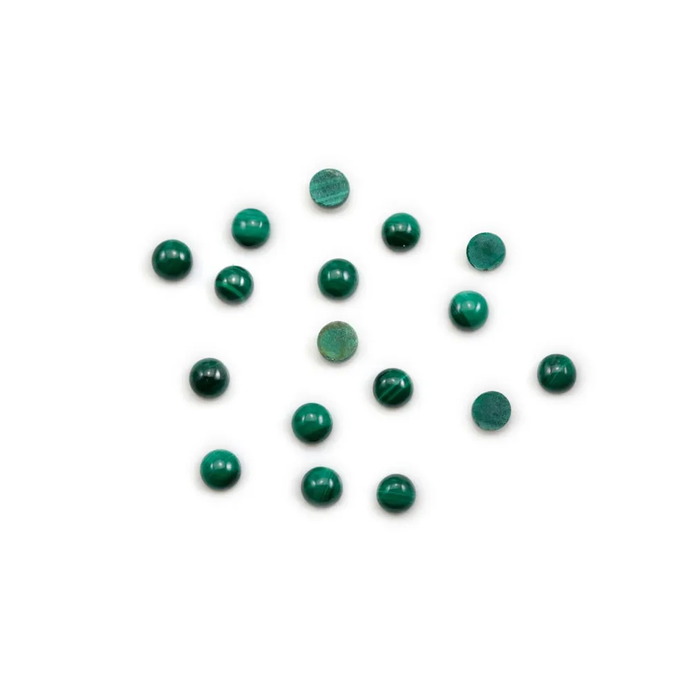 Cabochon malachite rond 3mm  x 2pcs