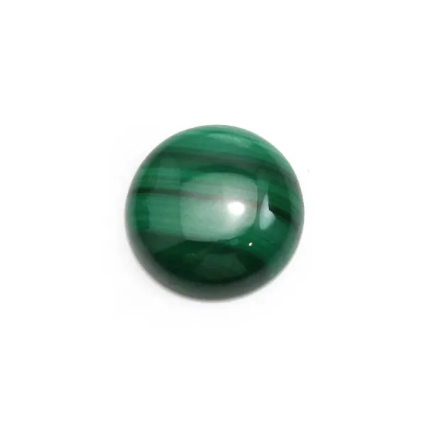 Cabochon de malachite, de forme ronde, mesurant 14mm x 1pc