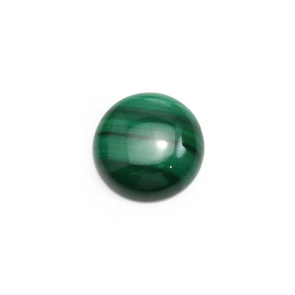 Cabochon de malachite, de forme ronde, mesurant 14mm x 1pc