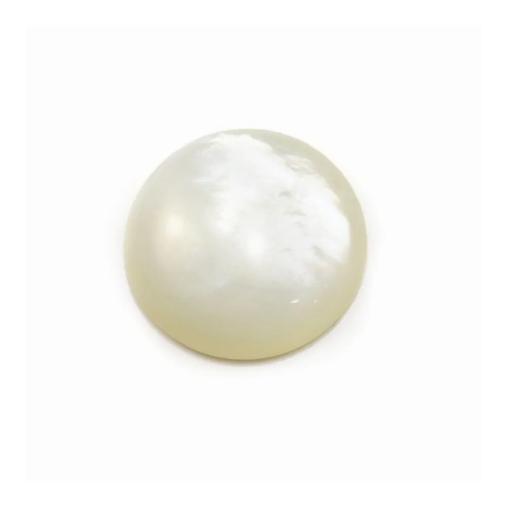 Round cabochon 14mm White Mother-of-Pearl x1