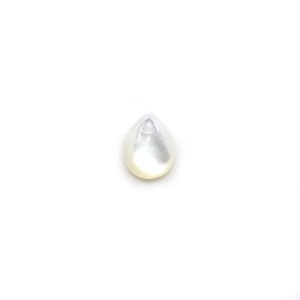 Oval cabochon 8x6mm White Mother-of-Pearl x 2pcs