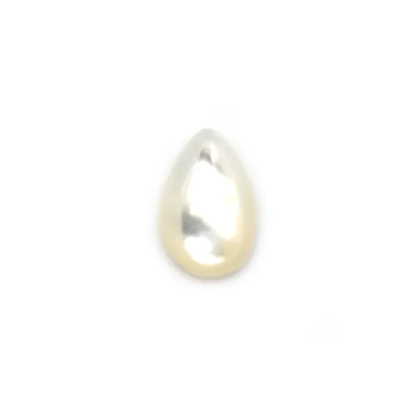 Oval cabochon 8x6mm White Mother-of-Pearl x 2pcs