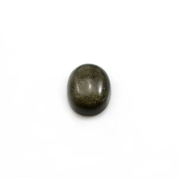 Obsidian oval-shaped cabochon, in size of 8x10mm x 1pc