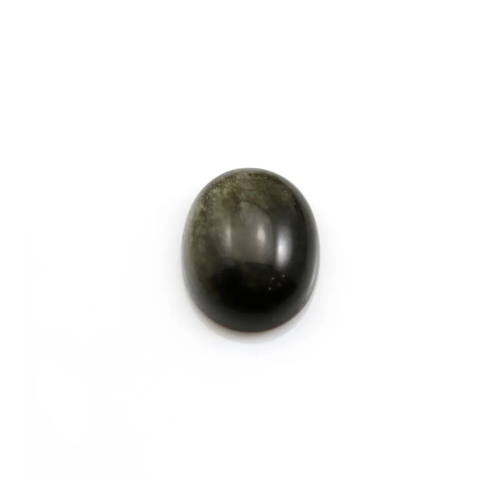 Cabochon d'obsidienne, de forme ovale, 10x12mm x 1pc