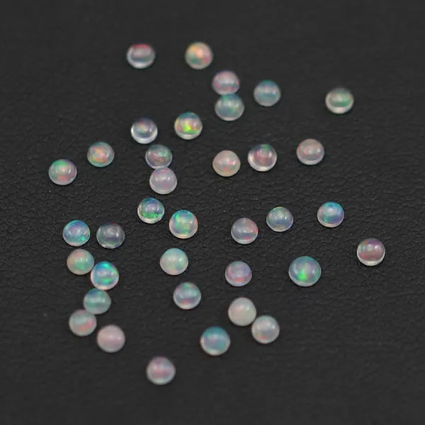 Cabochon d'opale ethiopienne, multicolore, de forme ronde, 2.6mm x 35pcs