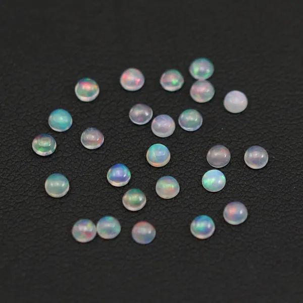 Cabochon d'opale ethiopienne, multicolore, de forme ronde, 3mm x 25pcs