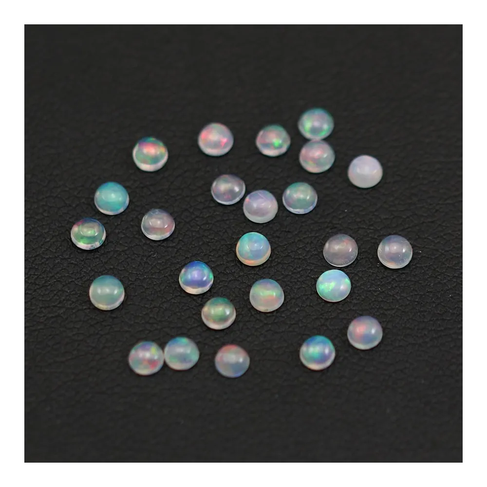 Cabochon d'opale ethiopienne, multicolore, de forme ronde, 3mm x 25pcs