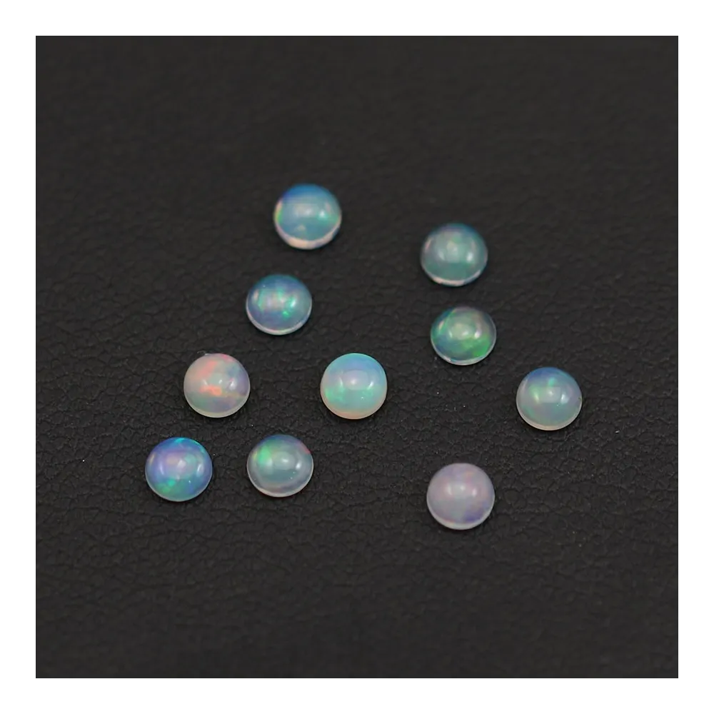 Ethiopian opal in cabochon, multicolored, in round shape, 4mm x 10pcs