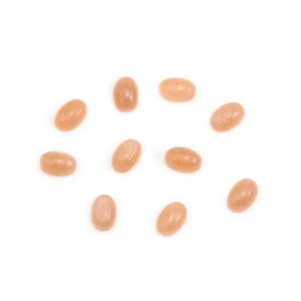 Cabochon de Pierre de lune orange, de forme ovale, 4x6mm x 2pcs