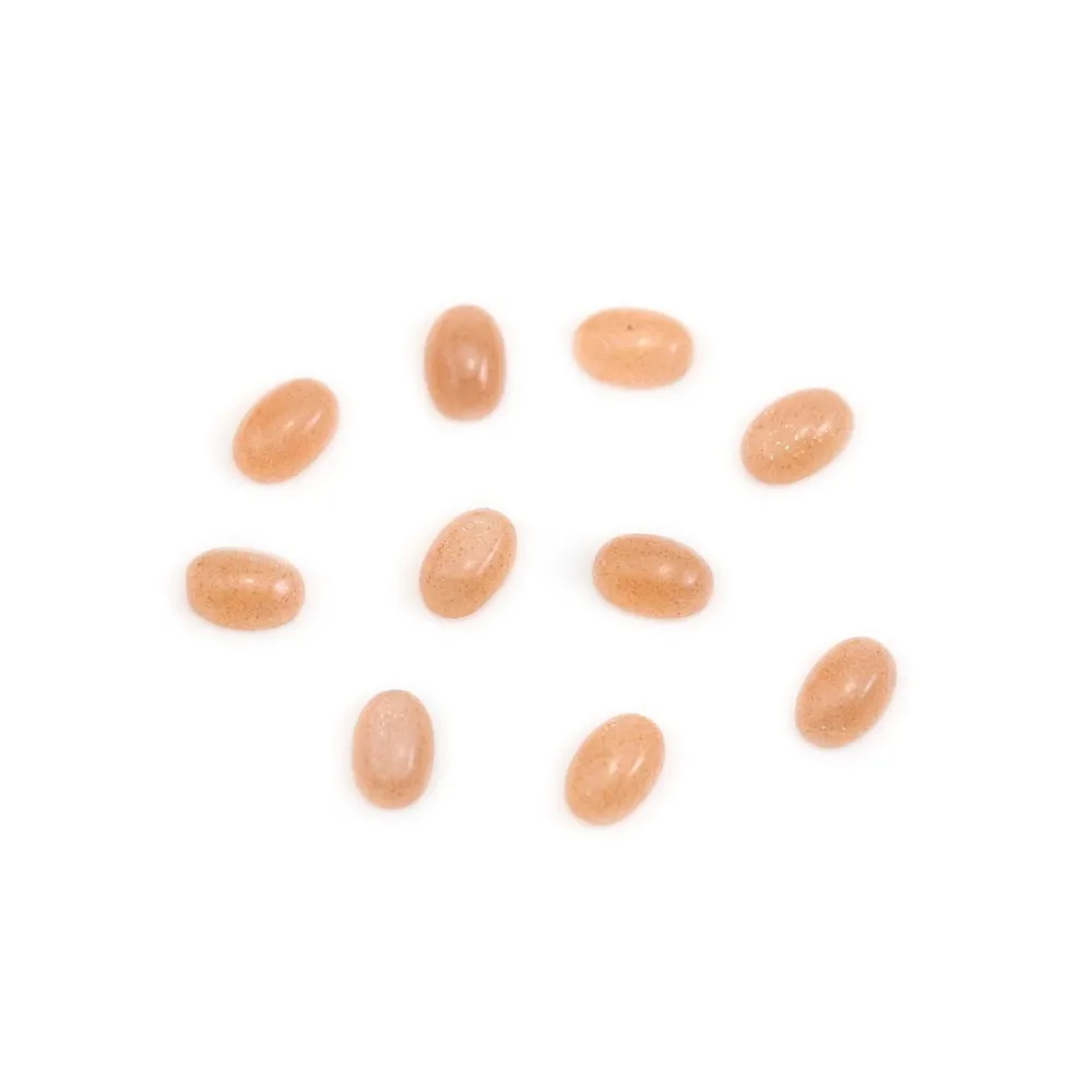Cabochão de Pedra da Lua laranja, formato oval, 4x6mm x 2pcs