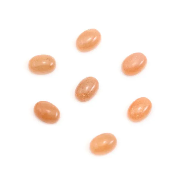 Orange Moonstone Cabochon, oval shape, 5x7mm x 2pcs