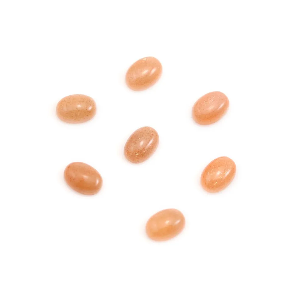 Cabochão de Pedra da Lua laranja, formato oval, 5x7mm x 2pcs