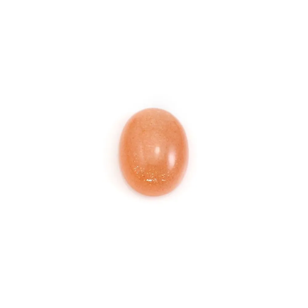 Cabochon de Pierre de lune orange, de forme ovale, 7x9mm x 1pc