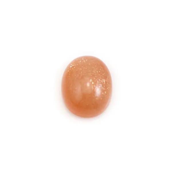 Cabochon de Pierre de lune orange, de forme ovale, 8x10mm x 1pc