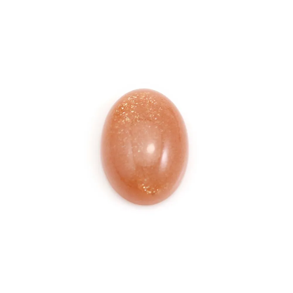 Cabochão de Pedra da Lua laranja, em forma oval, 12x16mm x 1pc