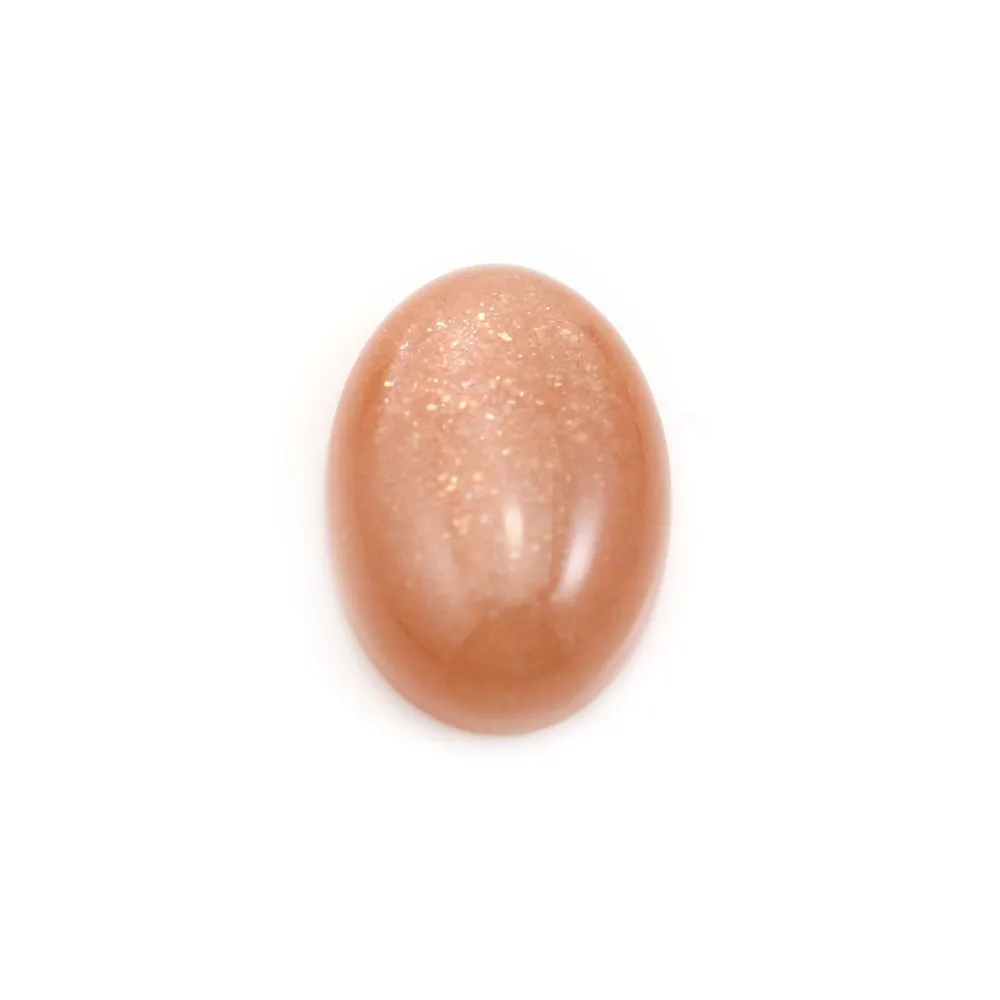 Cabochão de Pedra da Lua laranja, de forma oval, 13x18mm x 1pc