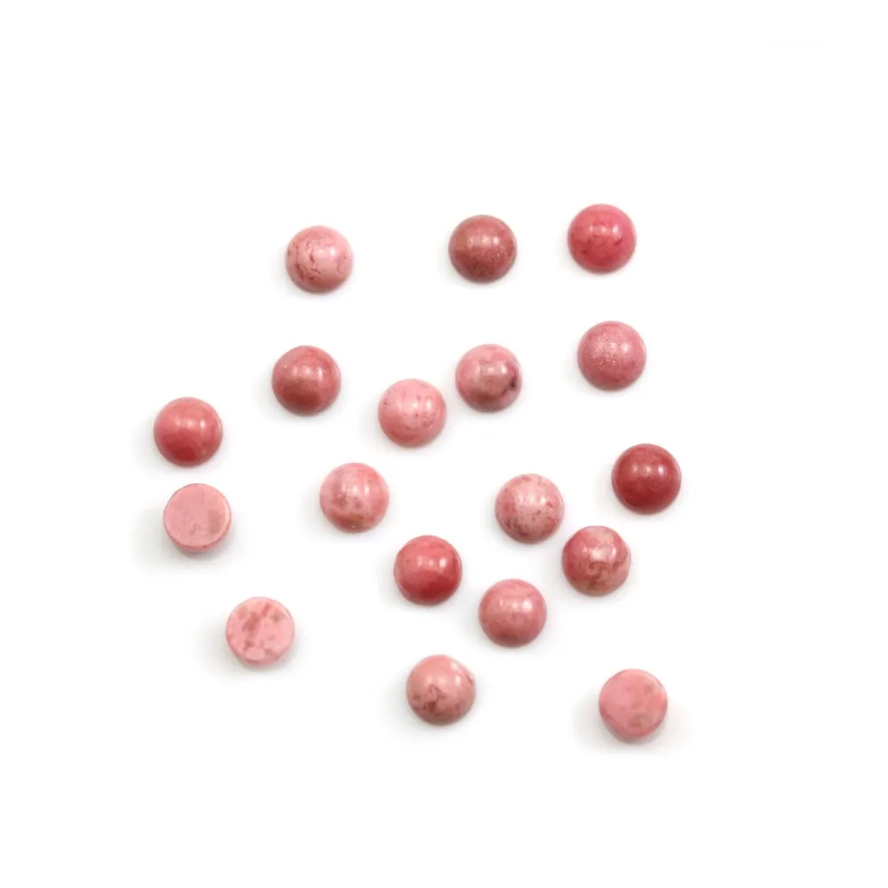 Cabochon de rhodonite rose, de forme ronde, et de taille 6mm x 5pcs