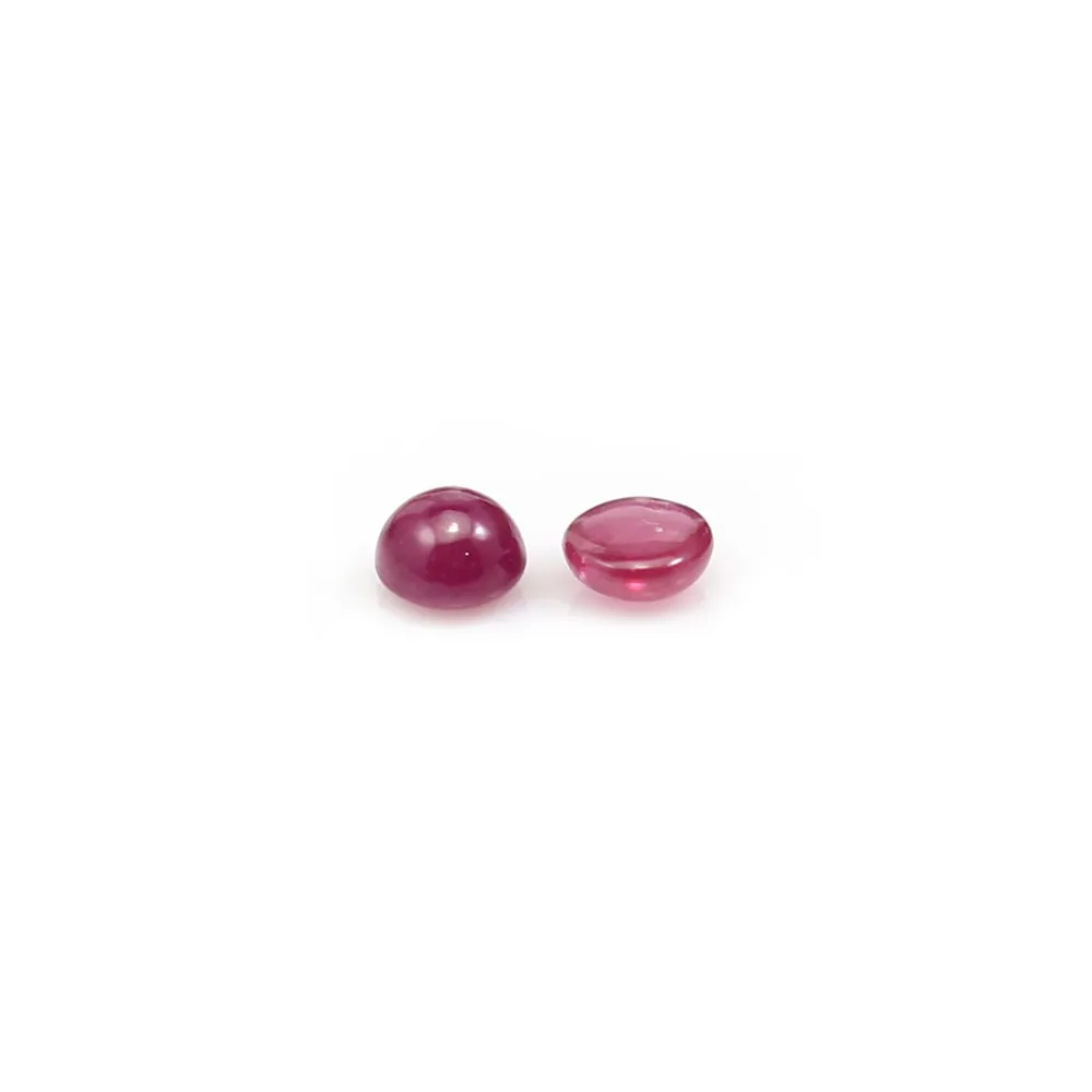 Cabochon de rubis "framboise", de forme ronde x 1pc