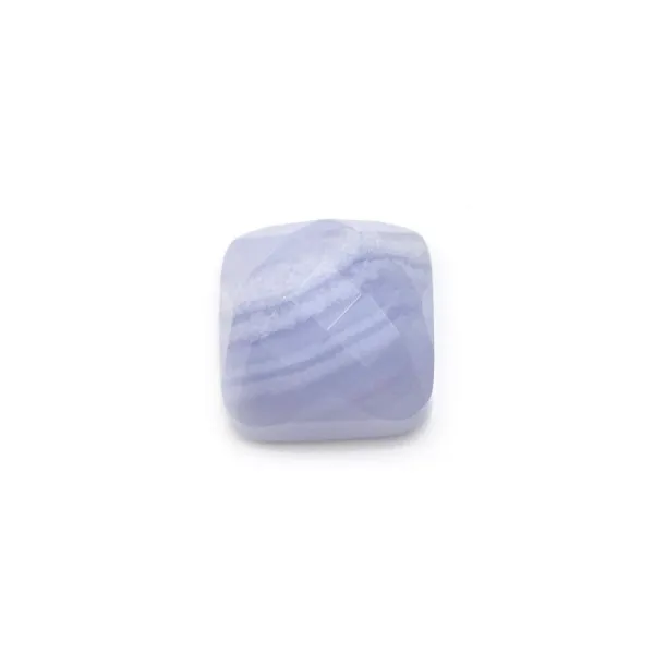 Cabochon de calcédoine, de forme carré facetté, 10mm x 1pc