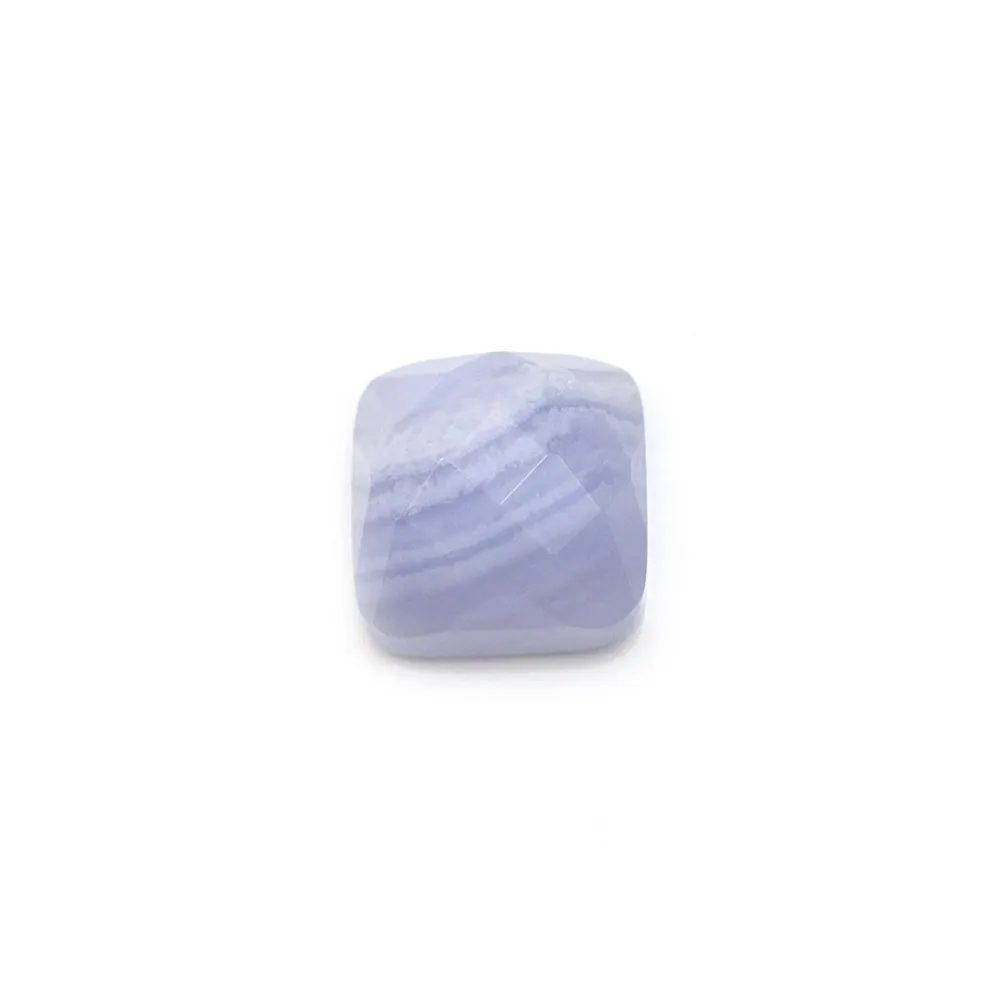 Cabochon de calcédoine, de forme carré facetté, 10mm x 1pc