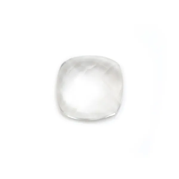 Cabochon cristal de roche carre facette 10mm x 1pc