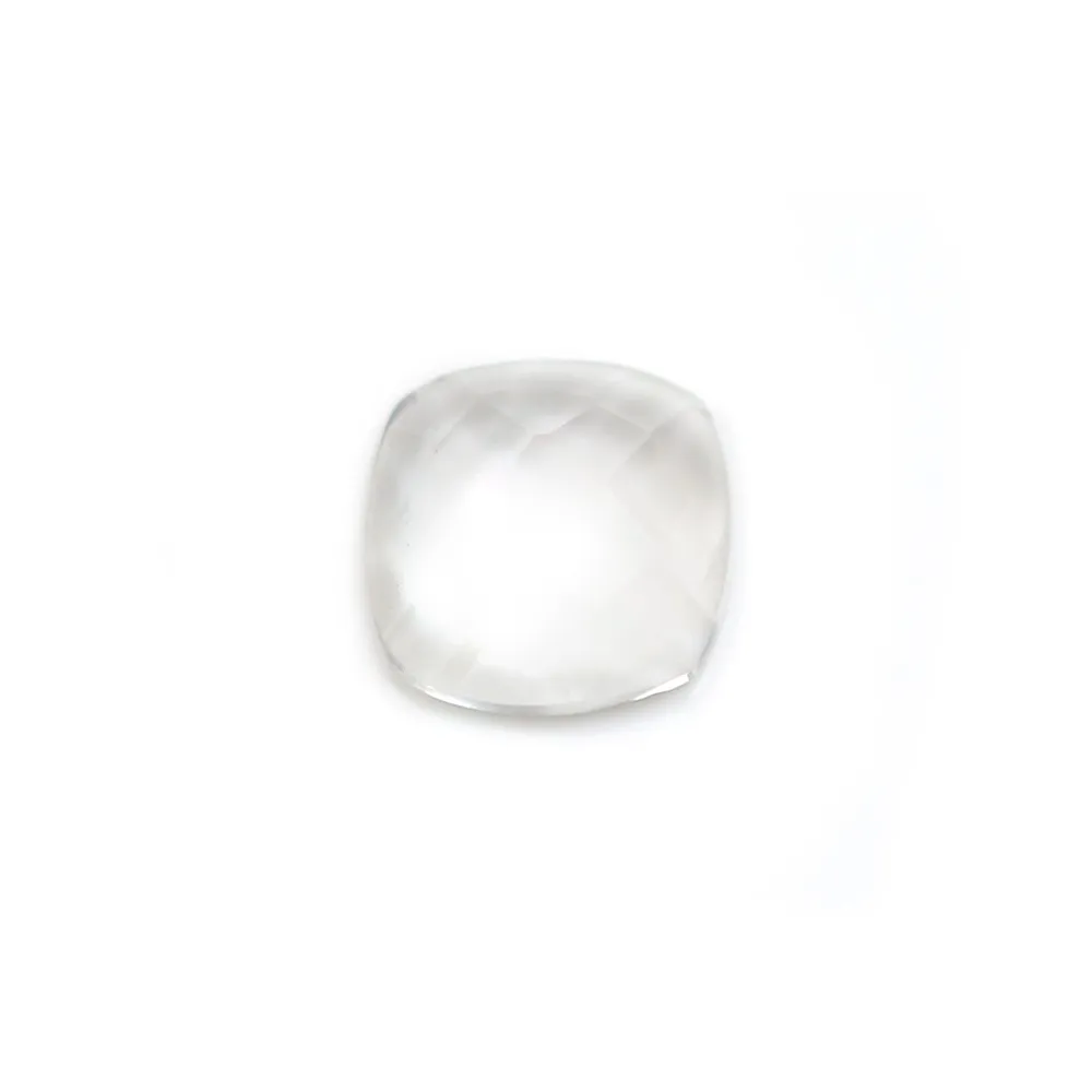 Cabochon cristal de roche carre facette 10mm x 1pc