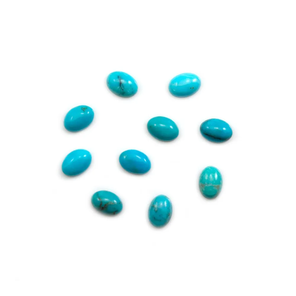 Cabochon de turquoise de forme ovale, 5x7mm x 1pc