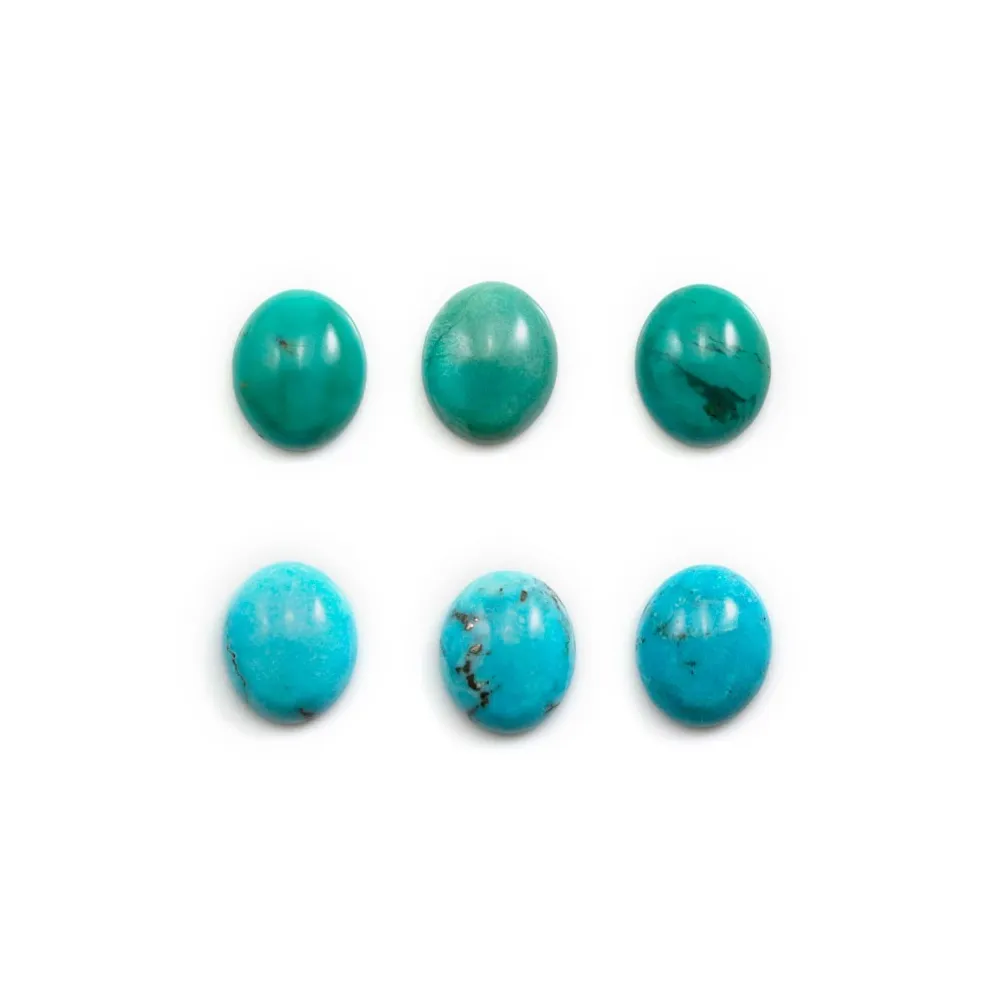Cabochon de turquoise de forme ovale, 10x12mm x 1pc