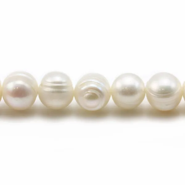 Perles d'eau douce blanches rondes 9-10mm x 10pcs