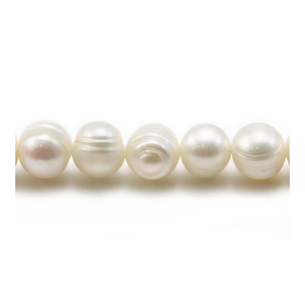 Perles d'eau douce blanches rondes 9-10mm x 10pcs