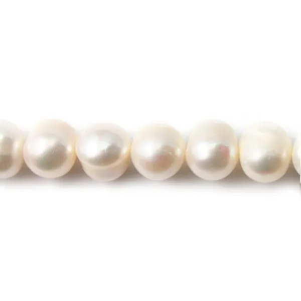 Perle de culture d'eau douce blanche, ovale, 10-11mm x 39cm