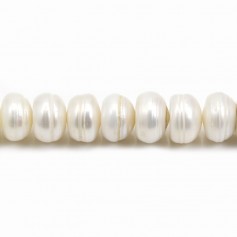 White flattened round freshwater pearls 10.5-12mm x 2pcs