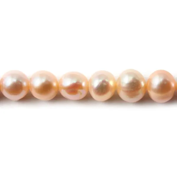 Perles d'eau Douce saumon rond 4-5mmX 40 cm 