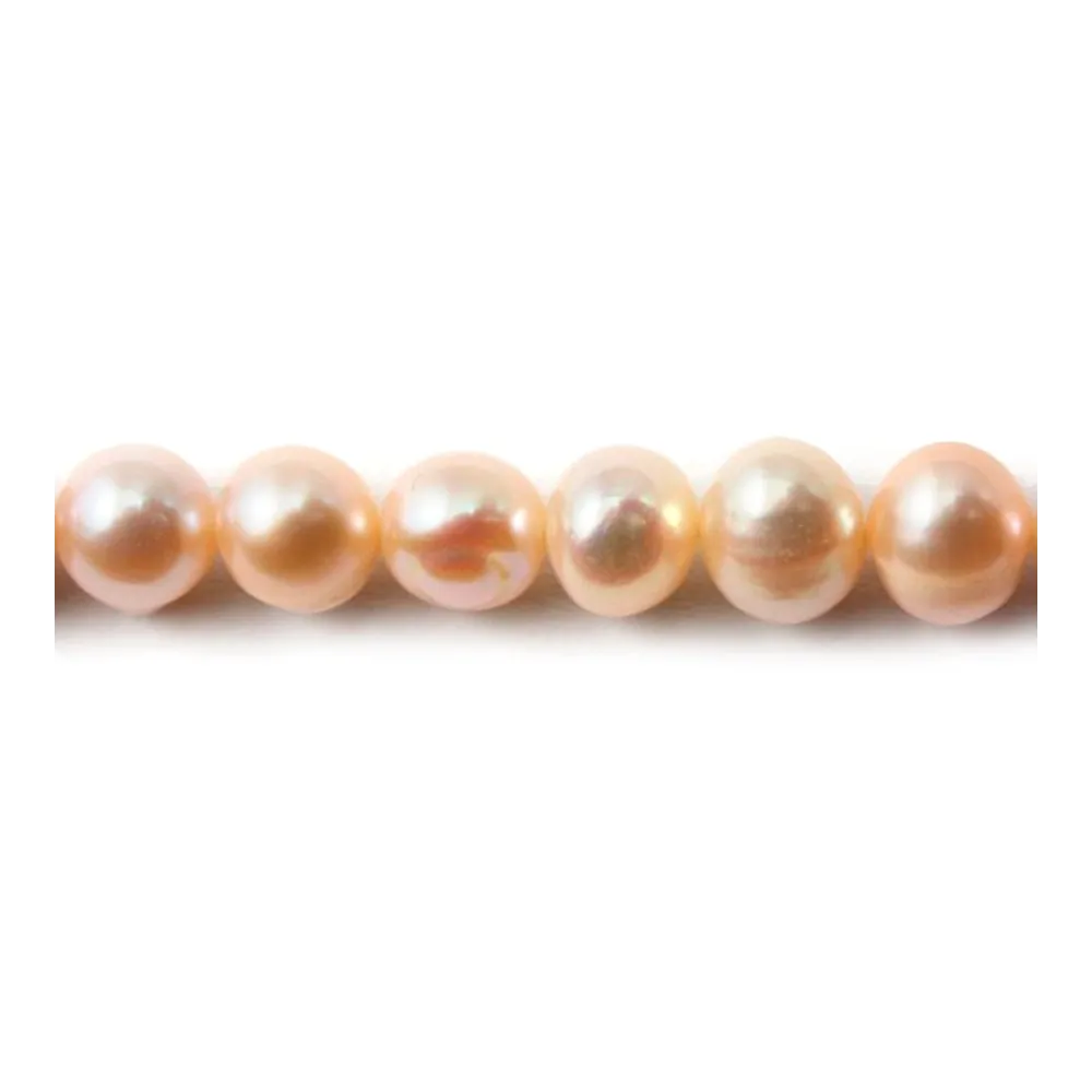 Perles d'eau Douce saumon rond 4-5mmX 40 cm 