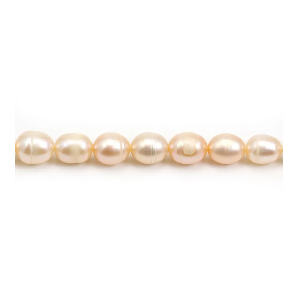 Perles d'eau douce ovales couleur saumon 7-10mm x 6pcs