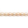 Salmon color oval freshwater pearls 7-10mm x 6pcs