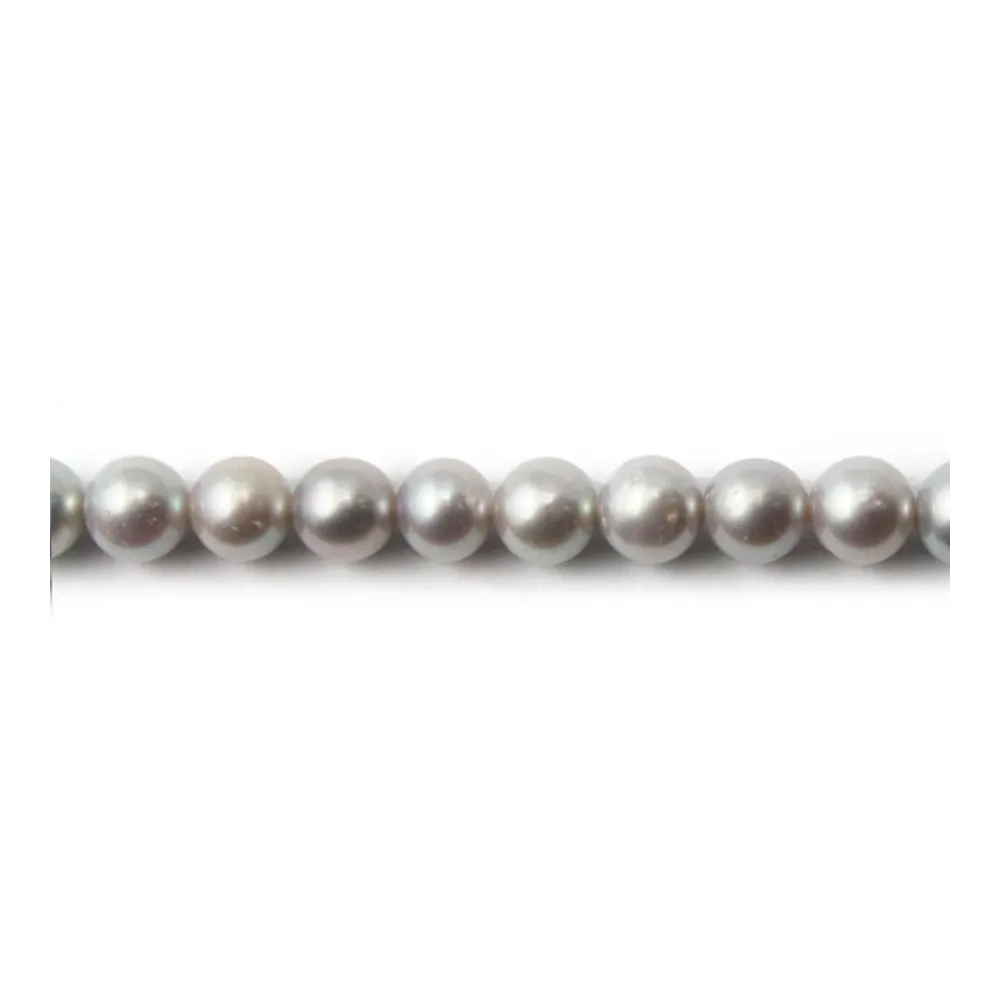 Perles d'eau Douce Rond Grise 6mm x 40 cm