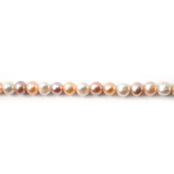 Perles de culture d'eau douce, multicolore, ronde, 7-8mm x 40cm