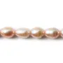 Perles de culture d'eau douce, saumon, olive/irrégulière, 6-7mm x 38cm
