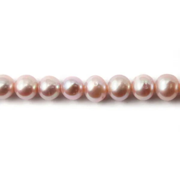 Freshwater cultured pearls, mauve, round, 7mm x 38cm