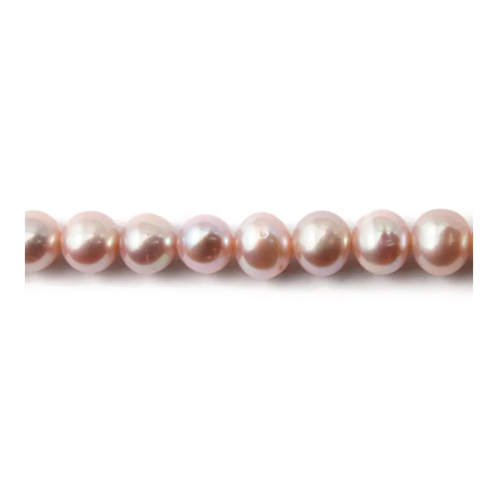 Perles de culture d'eau douce, mauve, rondes 7mm x 40cm