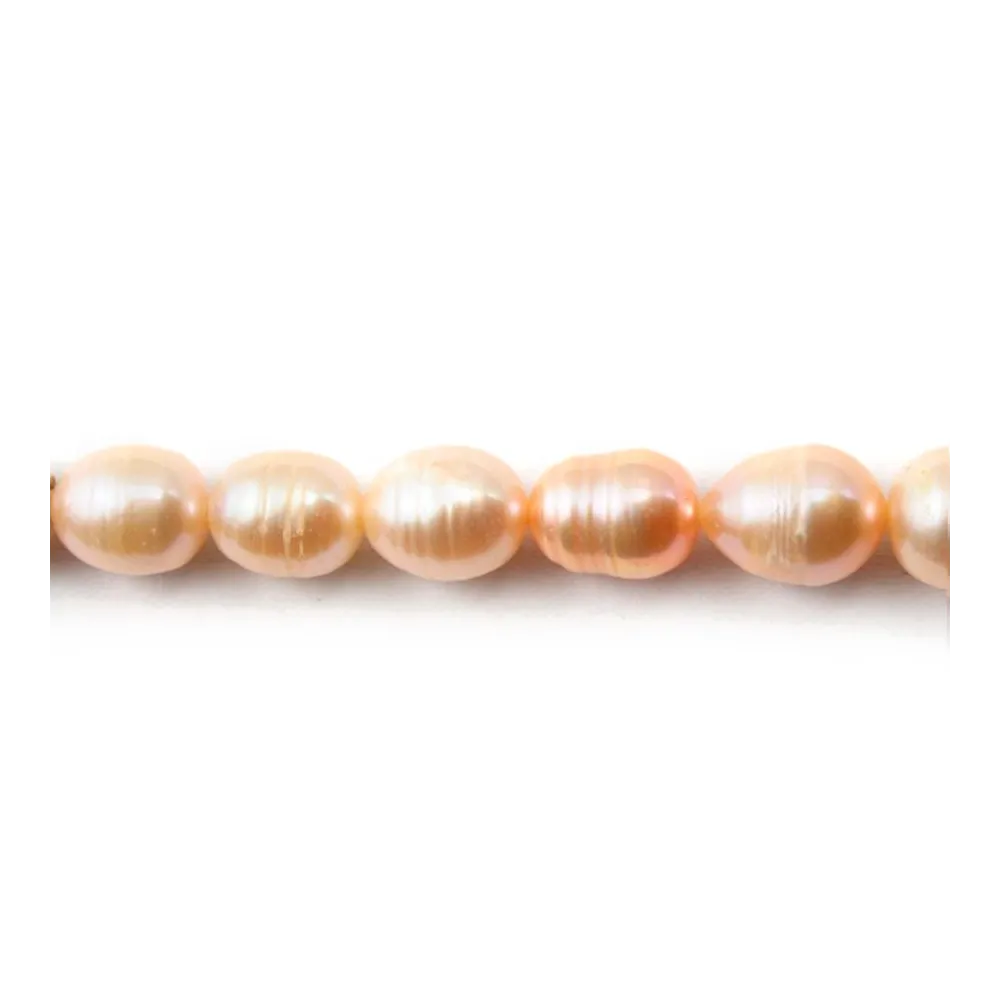 Perles de culture d'eau douce, saumon, olive/irrégulière, 8.5-9mm x 5pcs