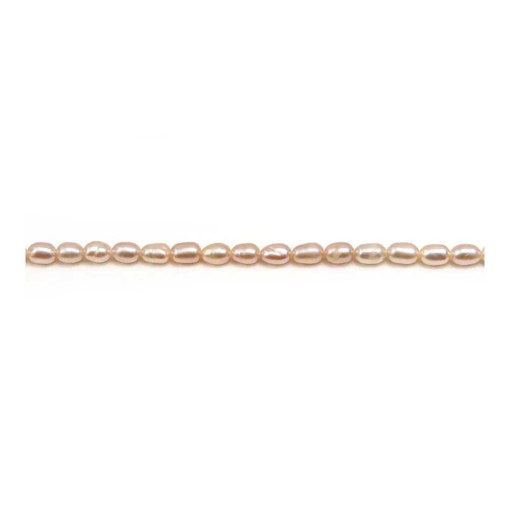 Perle de culture d'eau douce, saumon, olive, 3.5-4mm x 39cm