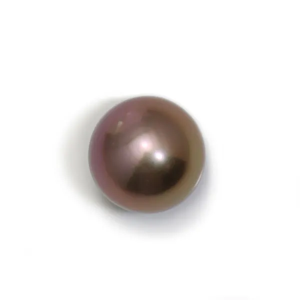 Half-drilled round mauve 14-15mm freshwater cultured pearl x 1pc