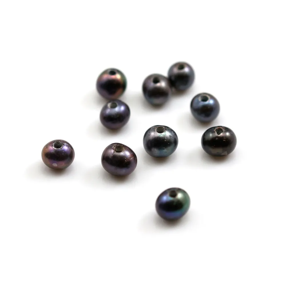 Perles de culture d'eau douce, bleu violacé, semi-ronde, 7mm x 1pcs