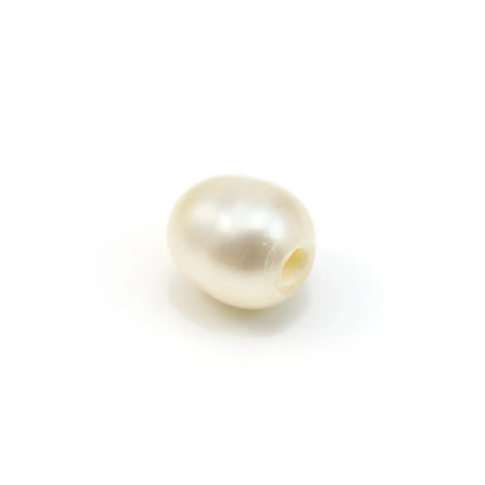 Perle de culture d'eau douce, blanche, olive, 7-8mm x 2pcs