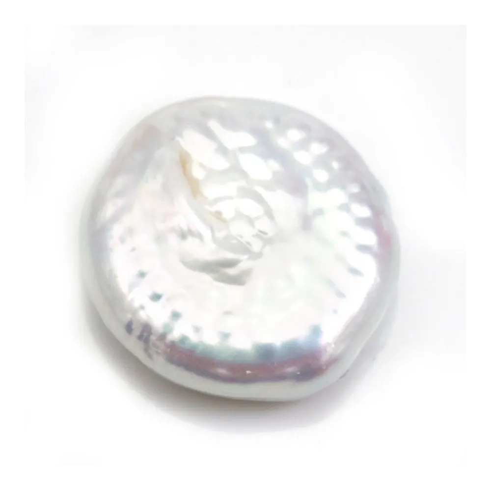 Perles de culture d'eau douce blanc argenté en rond plat 11mm x 1pc