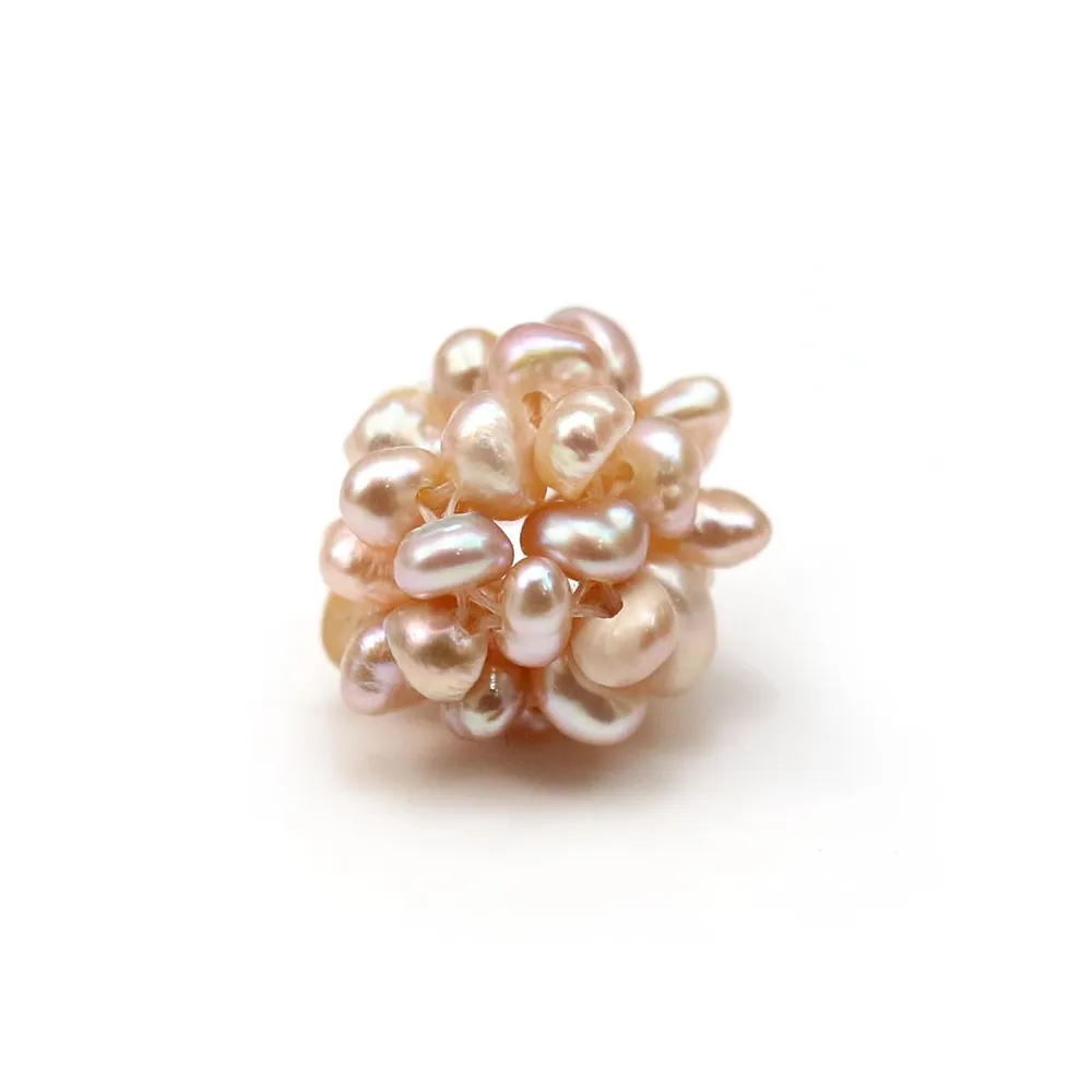 Boule de perles d'eau douce de couleur mauve, de taille 13-14mm x 1pc