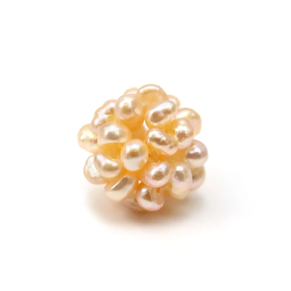Boule de perles d'eau douce de couleur saumon, de taille 13-14mm x 1pc