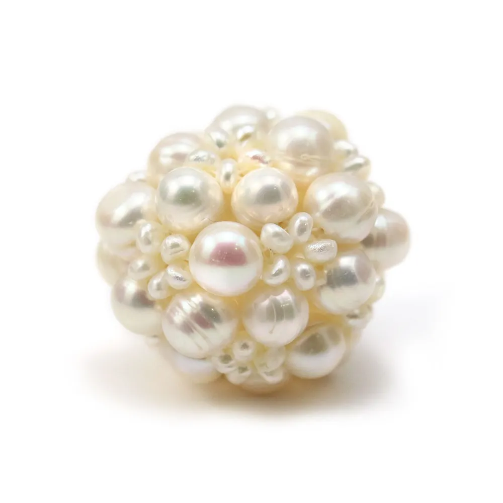 Boule de perles d'eau douce blanche, de taille 30mm x 1pc
